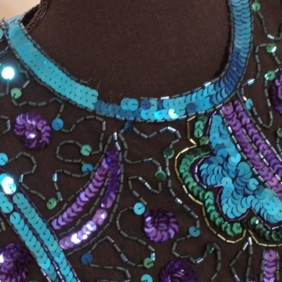 Brilliant by J.A Rare 80's/90's shoulder padded sequence beaded woman's size S - Picture 3 of 9